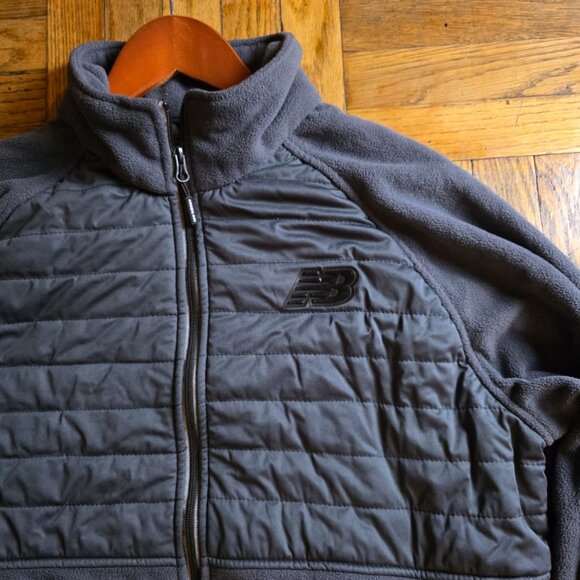 New Balance Men's Fleece Full Zip Jacket Zip Quilted L Large Gray - Picture 5 of 7